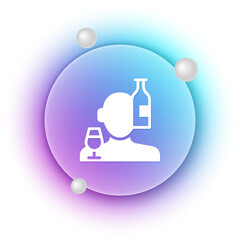 White Alcoholism, or alcohol use disorder icon isolated on white background. Blue and purple gradient circle background. Vector