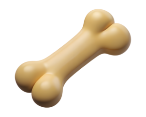 Cartoon Plastic Dog Bone 3D Icon - Playful Pet Treat Rendering Isolated on White Background