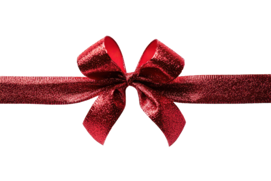 Creative red gift ribbon tied in a bow, perfect for wrapping presents during the festive holiday season in December for celebrations and gifting moments with loved ones