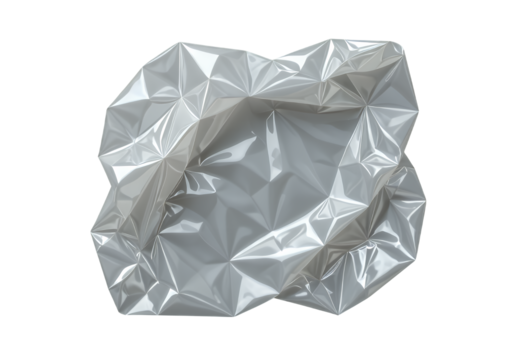 Silver Geometric Design, Transparent Cutout, Futuristic Asset