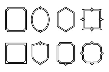 Set of geometric frame vectors for abstract border design.