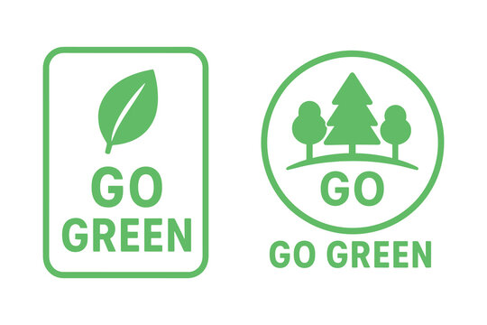 Go green vector illustration with leaf and trees for environment.