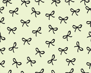 bow ribbon pattern repeating hand drawn seamless  inspirational cute quote slogan typography. Vector illustration design for fashion, tee, t shirt, print, poster, graphic, background.Coquette bows 