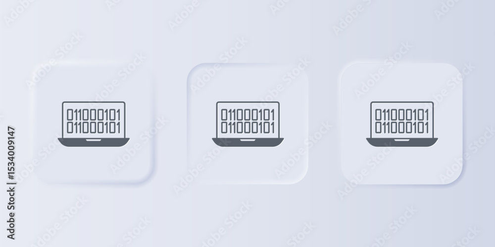 Aufkleber Grey Binary code icon isolated on grey background. Set icons in square buttons. Vector