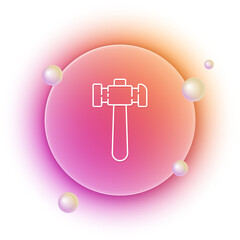 White Hammer icon isolated on white background. Tool for repair. Orange and pink gradient circle background. Vector