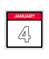 calendar icon january month date 4