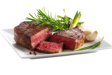 Fototapeta premium Juicy Beef Steak with Herbs and Garlic