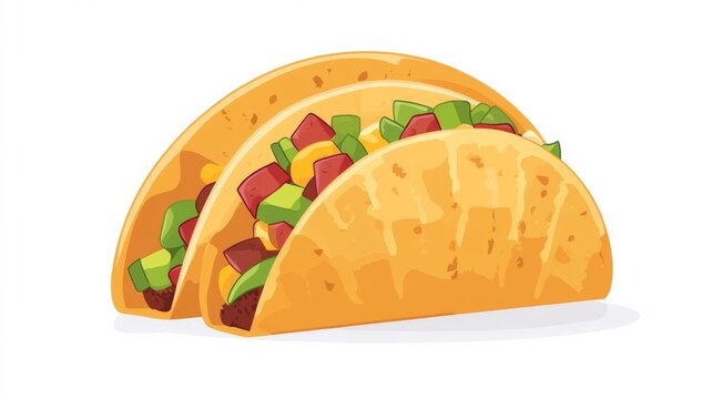 two tacos with filling, cartoon style clip art preview