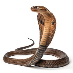 Fototapeta premium Egyptian Cobra – Hood Expanded, Regal Pose on Pure White Background