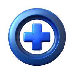 Fototapeta premium 3d blue medical plus sign icon isolated on transparent background