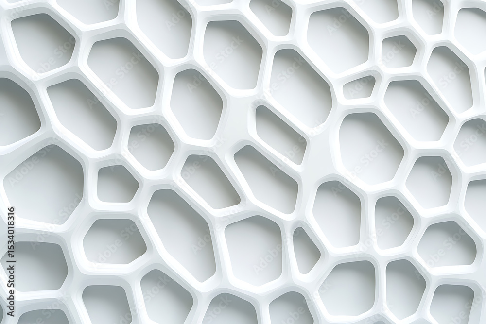 Poster 3d render of an abstract white background with a hexagon pattern for a technology, science, and inno