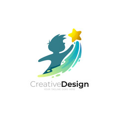 logo of a little boy reaching for his dream star