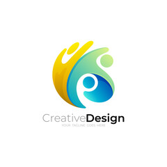 Charity logo and social design community, unity design vector
