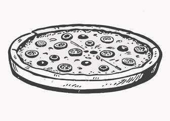 Modern Pizza Icon . Hand Drawn Pizza Vector vintage style Minimalist concept vector illustration