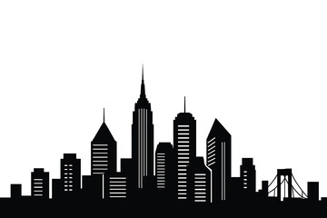 Obraz premium Detailed vector illustration of a modern city skyline silhouette.
