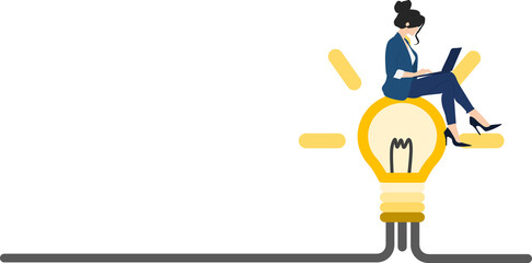 アイデアを閃くビジネスウーマンのイラスト