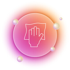 Obraz premium White Cleaning service icon isolated on white background. Latex hand protection sign. Housework cleaning equipment symbol. Orange and pink gradient circle background. Vector