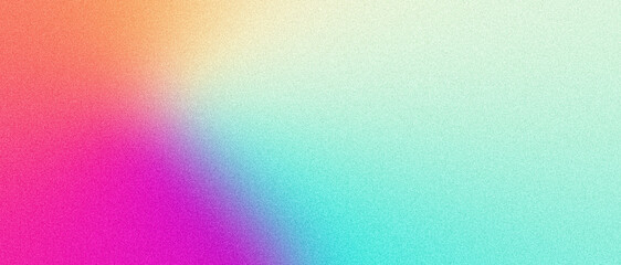 Vibrant abstract background blending turquoise, orange, pink gradients for summer event poster design with grainy texture and noise effect