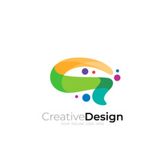Brain logo and a bubble with full color, intelligence logo