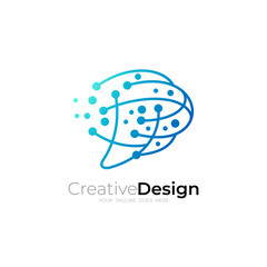 Brand logo and technology design vector, line tech logos, smart logo