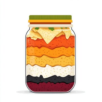Jar of Layered Dip 7-Layer Dip Illustration, ,food dip