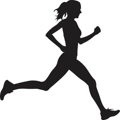 Running Woman Silhouette Vector Illustration for Fitness, Sport, and Healthy Lifestyle Concepts

