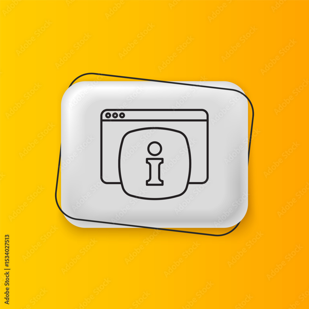 Poster Black Computer monitor with text FAQ information icon isolated on yellow background. Frequently asked questions. Silver rectangle button. Vector