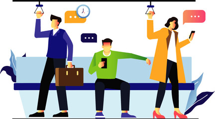 passengers inside the train illustration