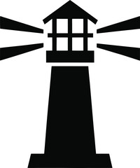 Lighthouse Silhouette Vector – Iconic Beacon Tower Illustration for Nautical and Coastal Designs

