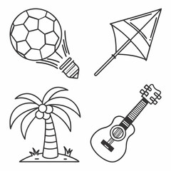 set of vector icons with guitar