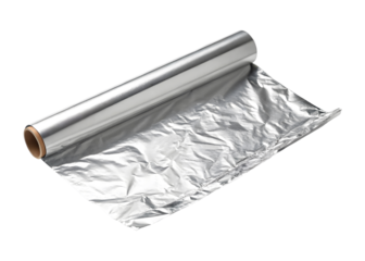 close up of a aluminum foil on a transparent background