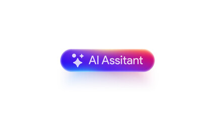 AI Assitant button. Rewrite prompt pushbutton. Generate artificial intelligence toggle. LLM magic stars logo. Machine learning text generator. Chatbot assistant. UI design. Vector illustration. 