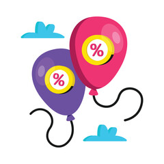 Discount Balloons Vector style icon. Eps 10 file