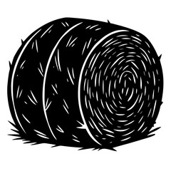 Hay Bale Vector Illustration | Generative AI & Linocut Silhouette Design