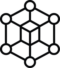 Blockchain Network Outline Icon Vector Illustration for Technology, Data, and Digital Connection Concepts


