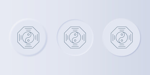 Grey Yin Yang symbol of harmony and balance icon isolated on grey background. Set icons in square buttons. Vector