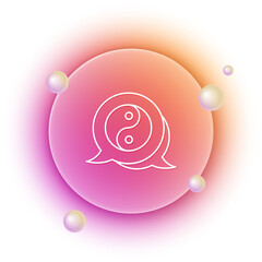 White Yin Yang symbol of harmony and balance icon isolated on white background. Orange and pink gradient circle background. Vector