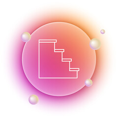White Staircase icon isolated on white background. Orange and pink gradient circle background. Vector