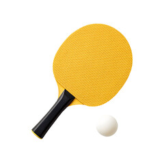 Ping pong racket and ball isolated on a transparent background