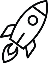 Rocket Outline Icon Vector Illustration for Space, Launch, and Innovation Concepts

