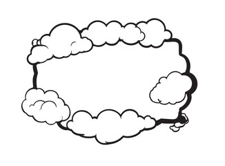 comic speech bubble cloud frame line art illustration