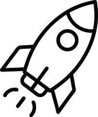 Rocket Outline Icon Vector Illustration for Space, Launch, and Innovation Concepts

