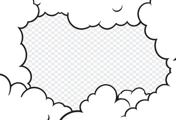 vector illustration of a frame surrounded with clouds transparent 
