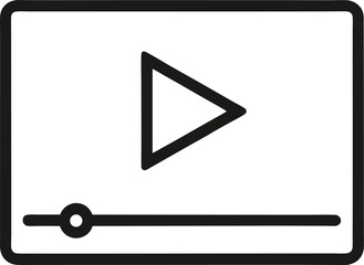 Video Player Outline Icon Vector Illustration for Media, Streaming, and Online Content Concepts

