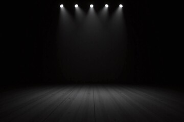 dark room with spotlights on the floor