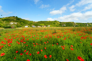 Clachalôze hamlet in the Seine Hillsides . Vexin Français Regional Nature Park
