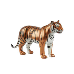 Obraz premium Copper tiger toy with striped markings isolated transparent background