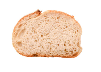 Slice of white bread isolated on white, top view, PNG