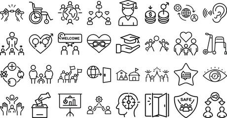Diversity, Inclusion, and Equality Icons: Universal Representation Symbols