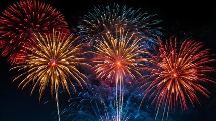 A vibrant explosion of green and purple fireworks lighting up the night, captured with sharp detail.